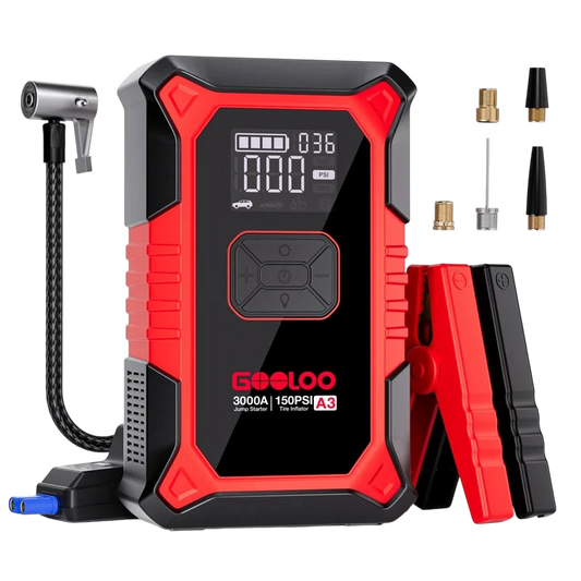 Jump Starter with Air Compressor, 3000A Portable Car Battery Booster